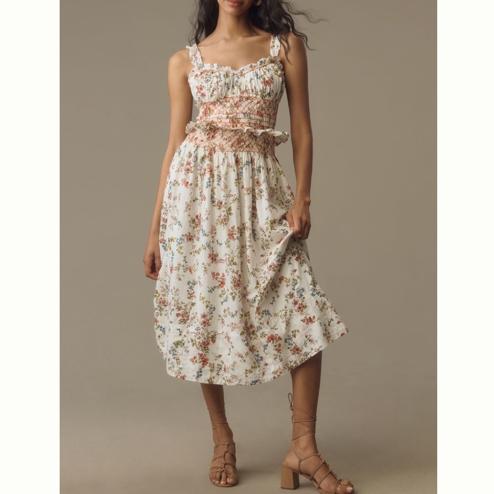 Floral Smocked Midi Dress